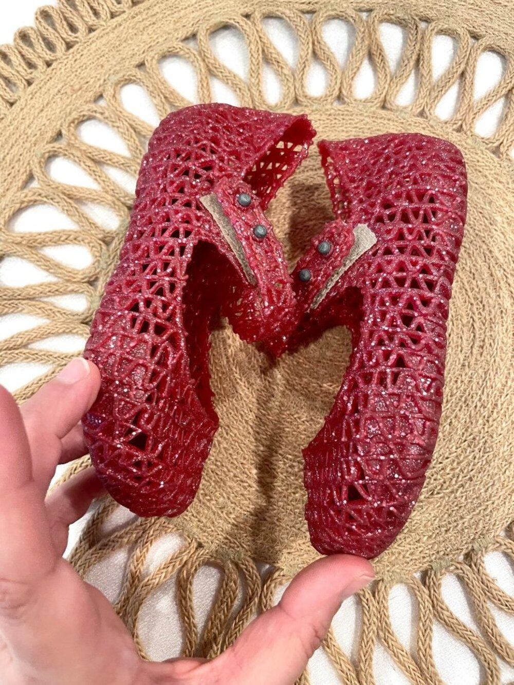 Mini Melissa x Campana Red Glitter Flat Size 8C Kidcore Y2K Girly Pop - Picture 4 of 10